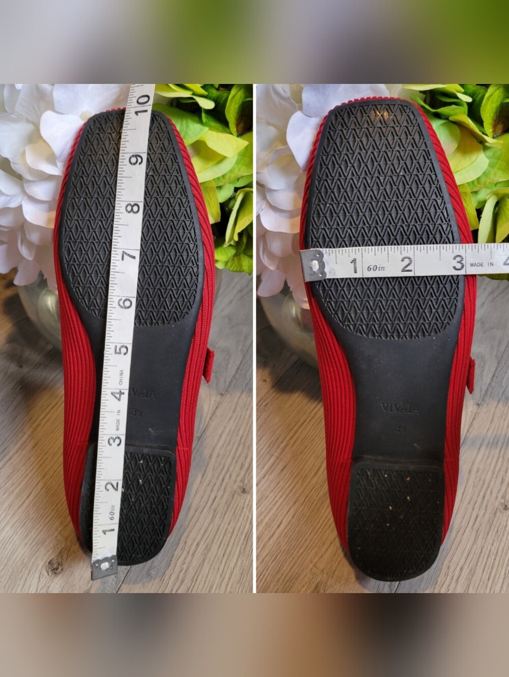 Vivaia Mary Jane Buckle Square-Toe V-Cut Red Flats, Women's US 8 EU 39 - Picture 13 of 16